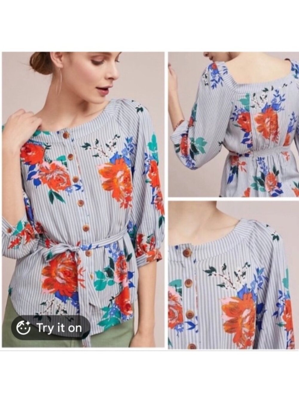 Anthropologie maeve Size 10 Lilorne Floral Buttondown.100%Rayon